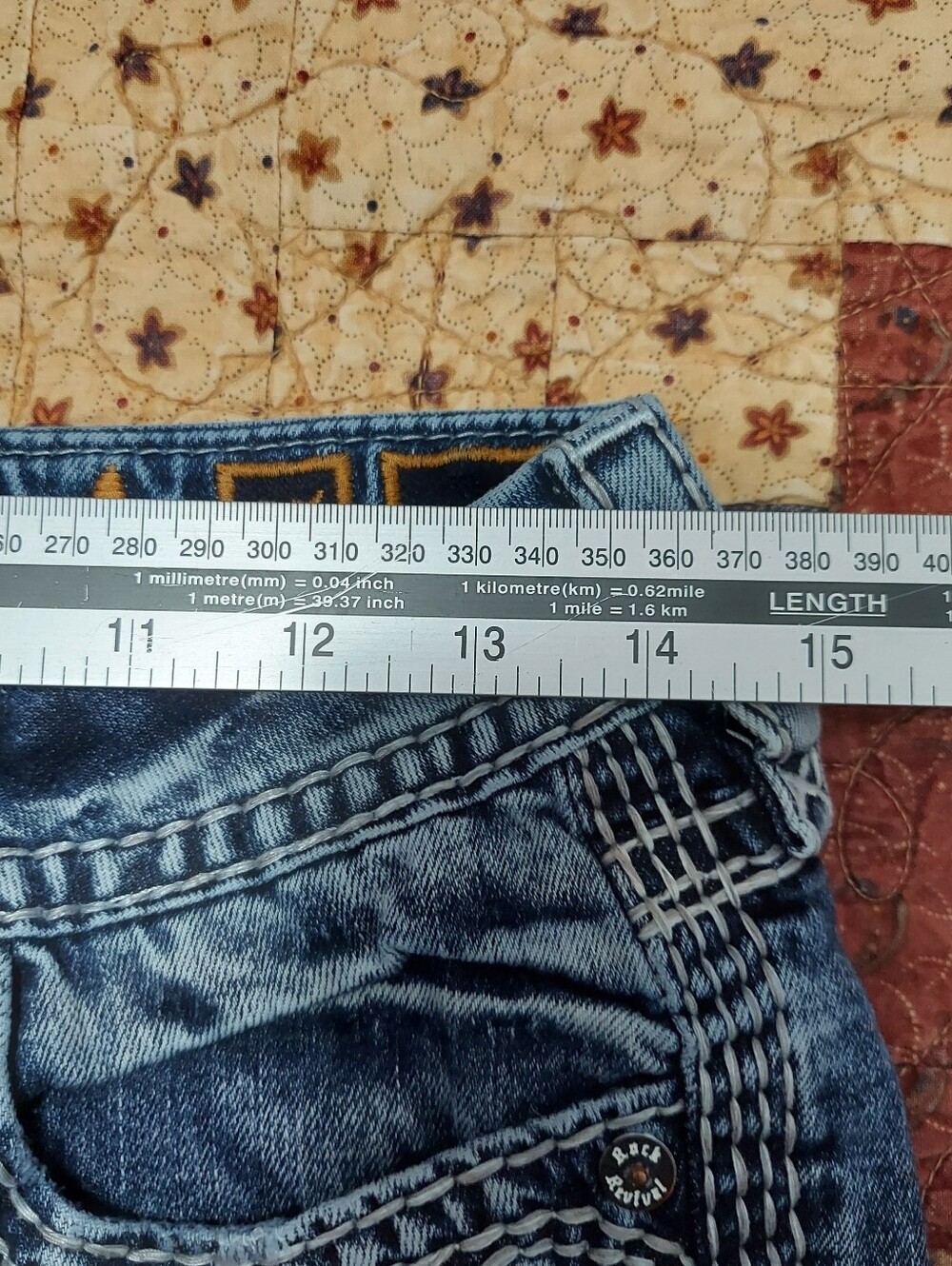 Rock Revival Distressed Cropped Blue Jeans with Embroidered Pockets - Picture 8 of 12